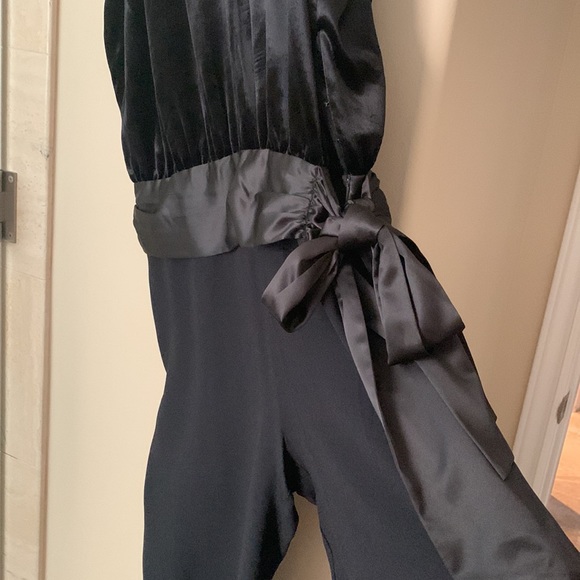 Black ramy brook velvet bodice tie jumpsuit. - Picture 2 of 5